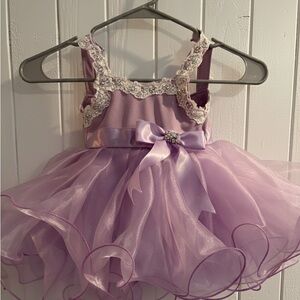 Lavender Lace Trim Kids Formal Dress